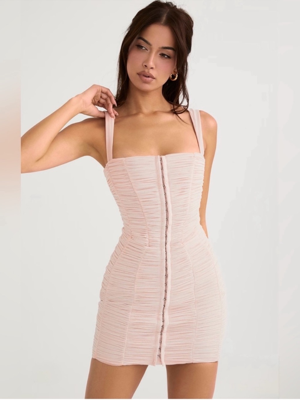 🇺🇸Firm Price🇺🇸House of CB CATE Crystal Ruched Mesh Mini Dress - Picture 6 of 16